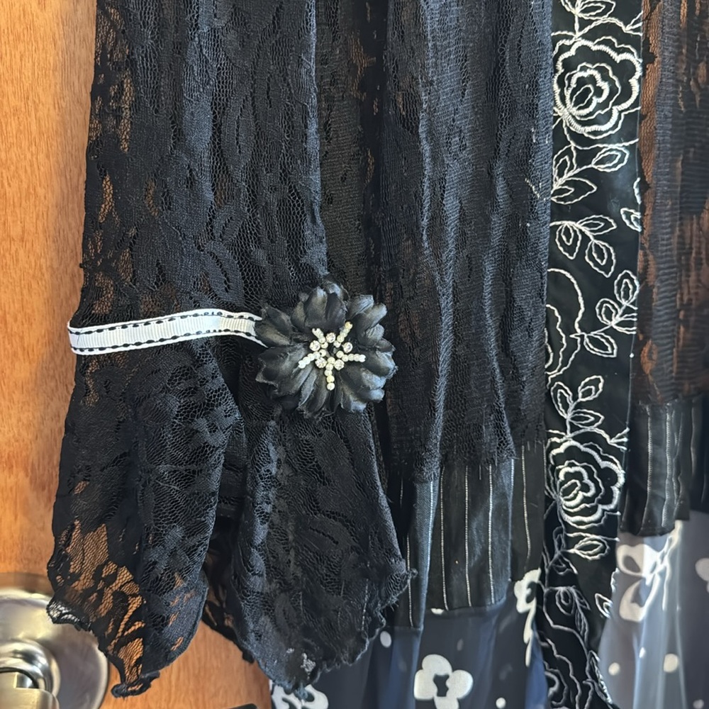 Lee Andersen Duster Lace Embellished Couture Designer Floral Piece Vintage XS - Picture 6 of 12